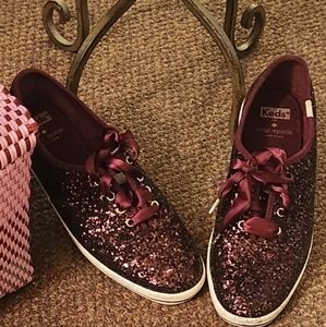 Katie Spades burgandy embelished keds